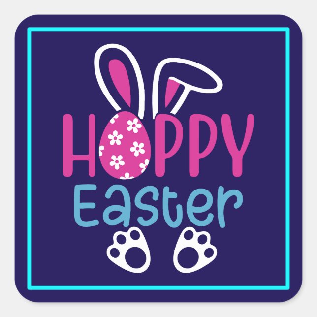 Sticker Carré Hoppy Pâques-54411 (Devant)