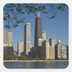 Sticker Carré horizon de Chicago et lac Michigan, Lake Shore