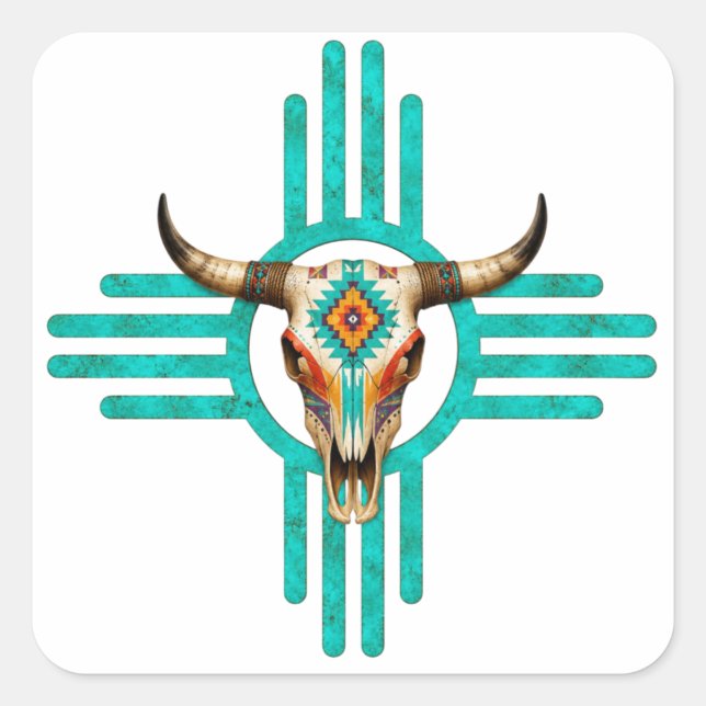 Sticker Carré Horizon Turquoise (Devant)