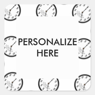 STICKER CARRÉ HORLOGE À CINQ HEURES