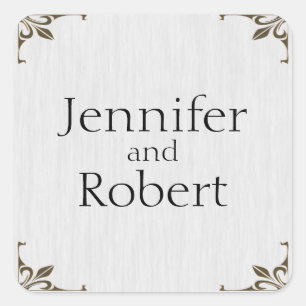 Sticker Carré Horloge en laiton 1er Mariage Anniversaire Envelop