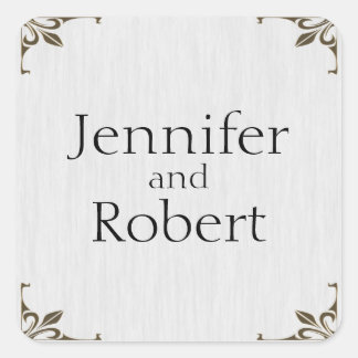 Sticker Carré Horloge en laiton 1er Mariage Anniversaire Envelop