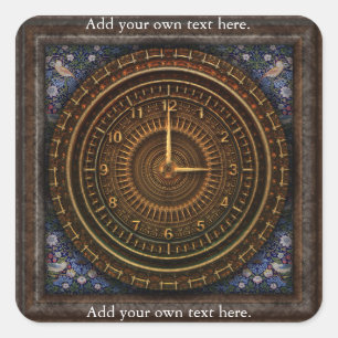 Sticker Carré Horloge Horaire Steampunk Victorian
