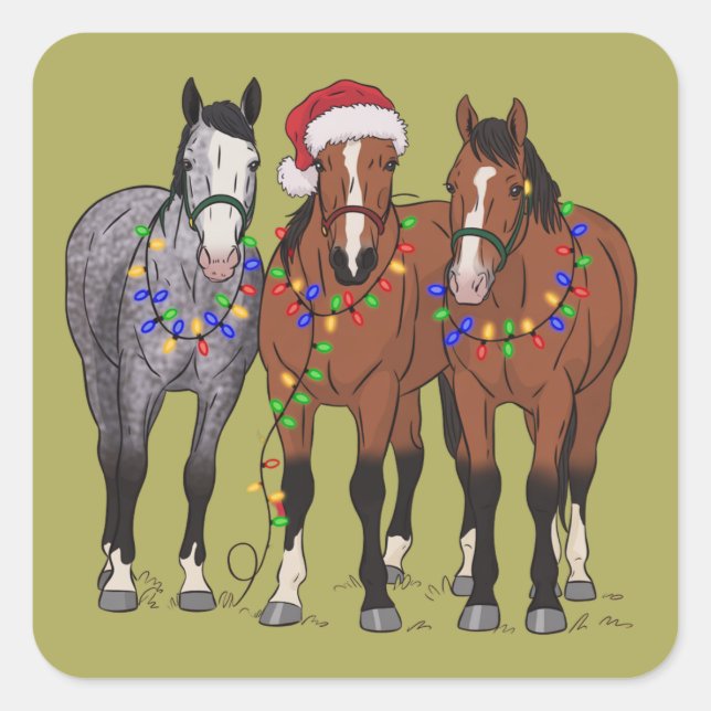 Sticker Carré Horse Lover Christmas Animal Farm Animal Lover (Devant)