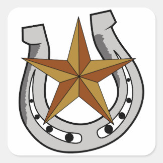 Sticker Carré Horseshoe et Star