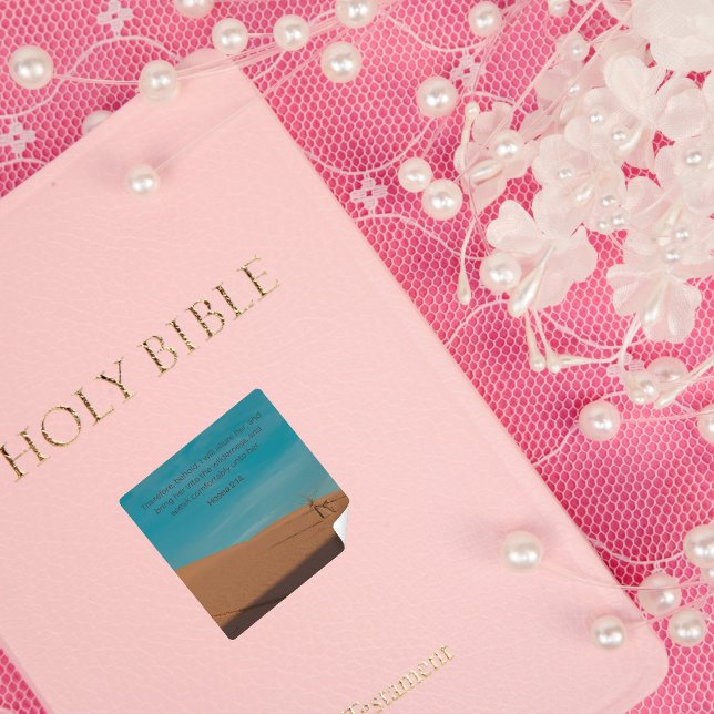 Sticker Carré Hosea 2:14 KJV – Desert Faith Collection (Créateur téléchargé)