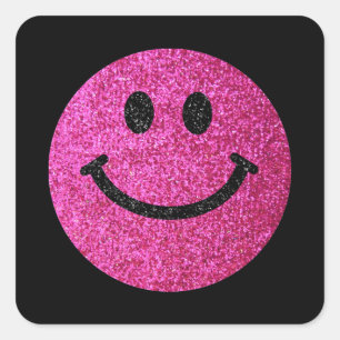 Sticker Carré Hot pink faux glitter face