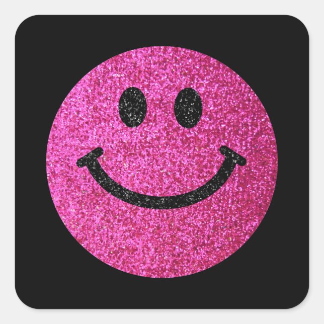 Sticker Carré Hot pink faux glitter face (Devant)