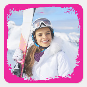 Sticker Carré Hot rose moderne Grunge photo de la frontière