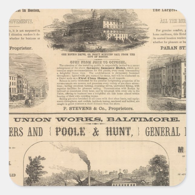 Sticker Carré Hôtel à Tremont House, Boston, Nahant House (Devant)