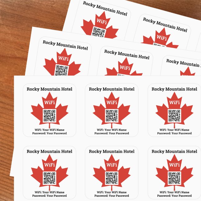 Sticker Carré Hôtel Canadien Wifi Détails Plus Code QR (Créateur téléchargé)
