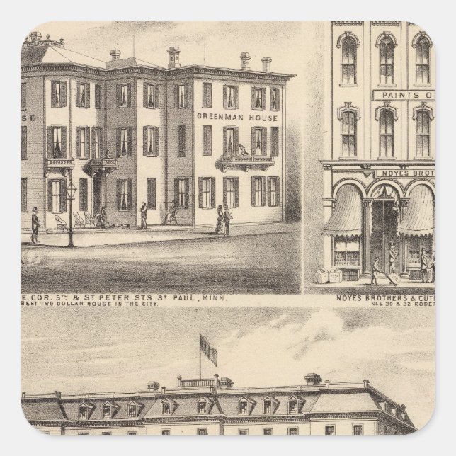 Sticker Carré Hôtel Park Place, Greenman House, Minnesota (Devant)