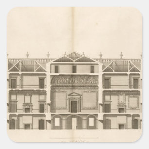 Sticker Carré Houghton Hall : section du front ouest, gravée