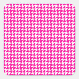 Sticker Carré Houndstooth moderne rose à Emporiomoffa