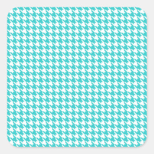 Sticker Carré Houndstooth moderne Turquoise à Emporiomoffa