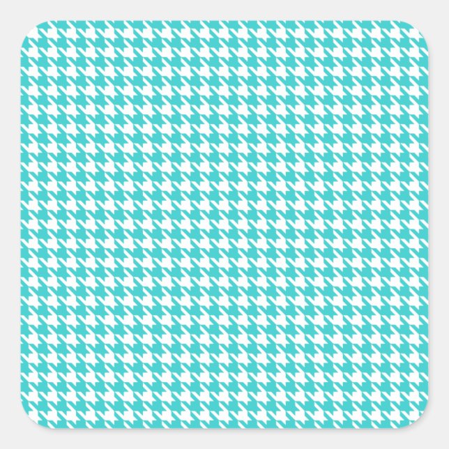 Sticker Carré Houndstooth moderne Turquoise à Emporiomoffa (Devant)