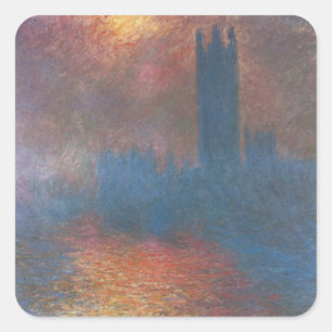 Sticker Carré Houses of Parliament, Londres par Claude Monet