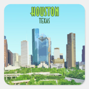 Sticker Carré Houston Texas Downtown Vintage