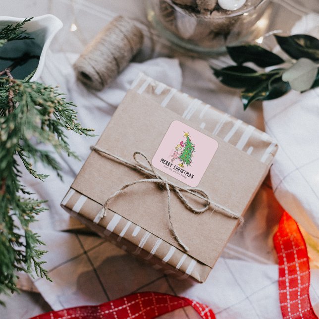 Sticker Carré How the Grinch Stole Christmas | Cindy-Lou Who (Sticker on gift)