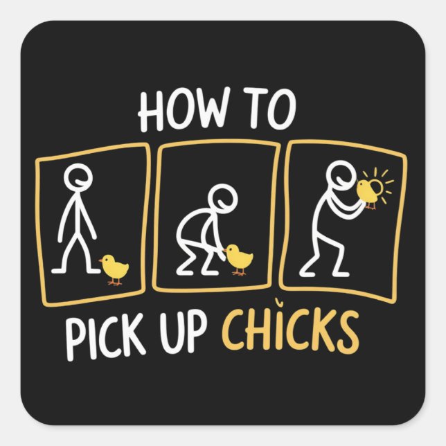 Sticker Carré How to Pick up Chicks Funny Sarcastic Sarcasm Joke (Devant)