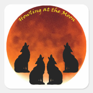 Sticker Carré Howling at the Moon