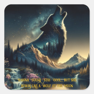 Sticker Carré Howling Wolf