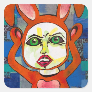 Sticker Carré Huez l'autocollant d'ami de lapin