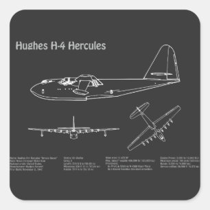 Sticker Carré Hughes H-4 Hercules Oie d'épinette - Plans d'avion