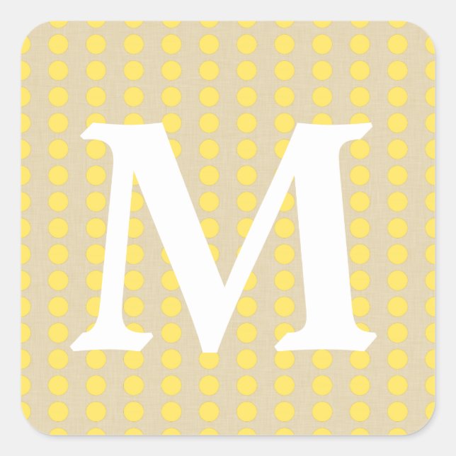 Sticker Carré Humeurs d'épices de moutarde points avec Monogramm (Devant)