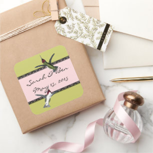 Sticker Carré Humming Birds Grunge Hearts with Wings