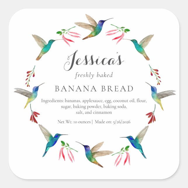 Sticker Carré Hummingbird Product Label (Devant)