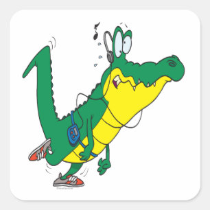Sticker Carré humoristique gator alligator caricature