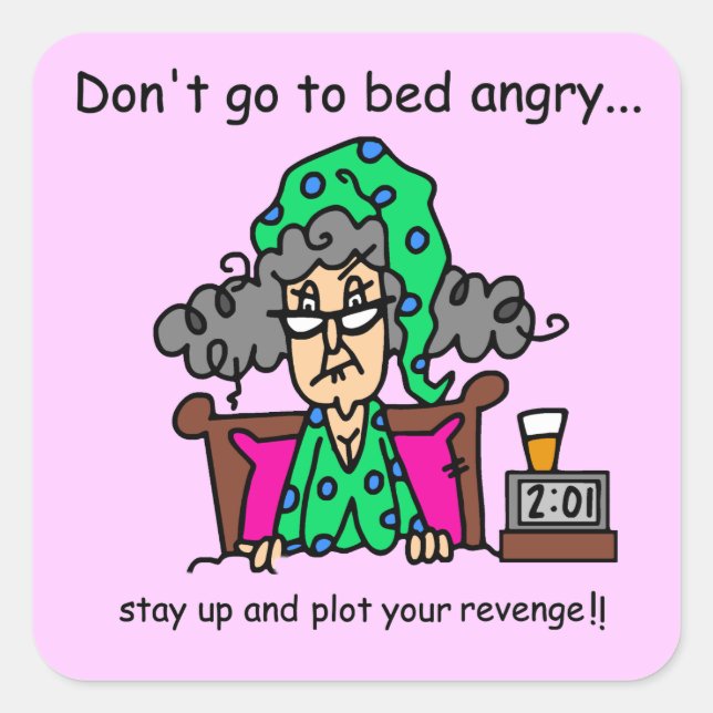 Sticker Carré Humour au coucher (Devant)