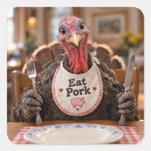 Sticker Carré Humour de dinde de Thanksgiving