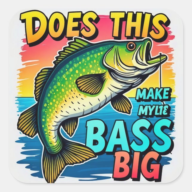Sticker Carré Humour de pêche basse (Devant)