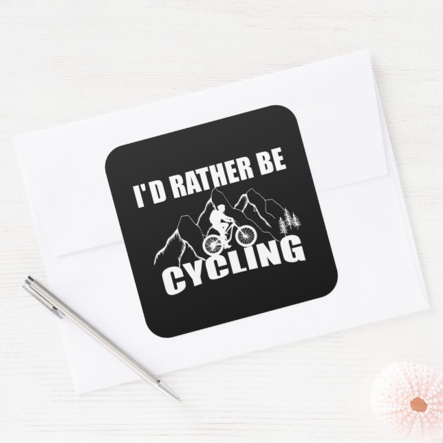 Sticker Carré Humour VTT - Cyclisme Drôle (Enveloppe)