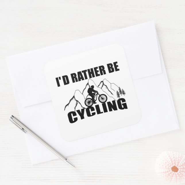 Sticker Carré Humour VTT - Cyclisme Drôle (Enveloppe)