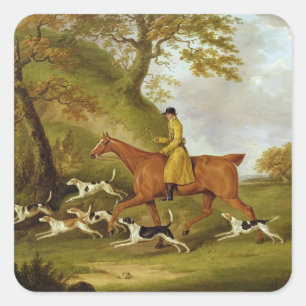 Sticker Carré Huntsman et Hounds, 1809 (huile sur toile)
