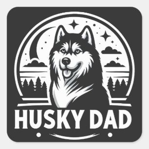 Sticker Carré Husky Dad Gift Chien Propriétaire Sibérien Huskies