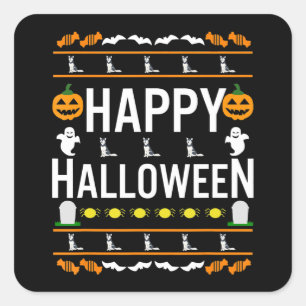 Sticker Carré Husky   Halloween noir Husky Lazy Costume laid