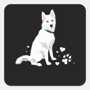 Sticker Carré Husky Sibérie Husky Sweet White Snow Dog