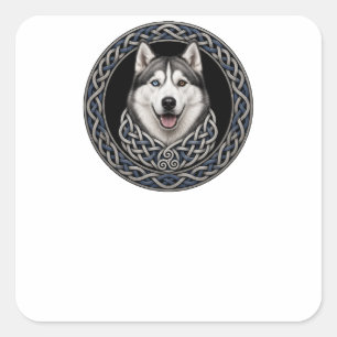 Sticker Carré Husky Sibérien Nœud Celtique