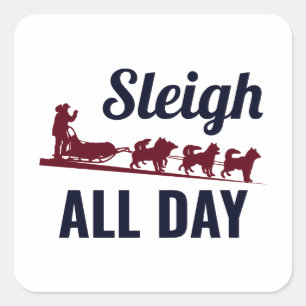Sticker Carré Husky Sledding Sled Chig Racing Alaskan Racers
