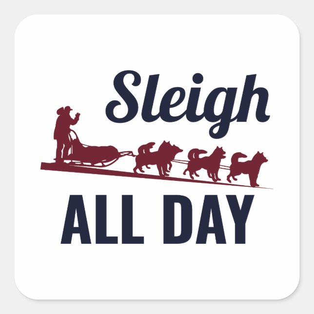 Sticker Carré Husky Sledding Sled Chig Racing Alaskan Racers (Devant)