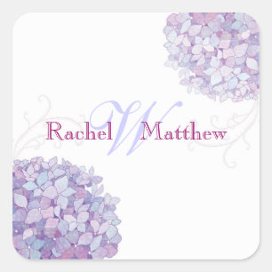 Sticker Carré Hydrangea tendance Mariage Couple Monogram