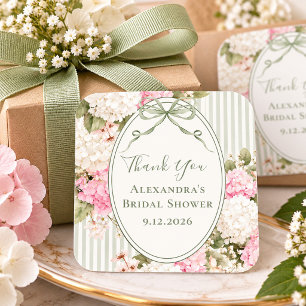Sticker Carré Hydrangeas Roses Blancs Salle de Bain de Mariage V