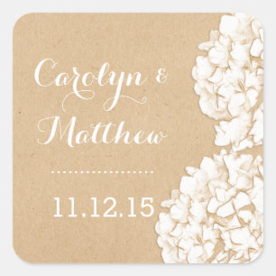 Sticker Carré Hydrangeas Rustique Mariage Floral Favoriser