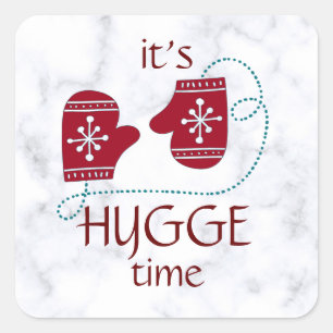 Sticker Carré Hygge Time Nordic Red Mittens Vintage