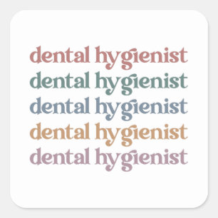 Sticker Carré Hygiéniste dentaire rétro   RDH Dentist Dentist Ca