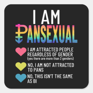 Sticker Carré I Am Pansexual - LGBTQIA Pride Coeurs Arc En Ciel 